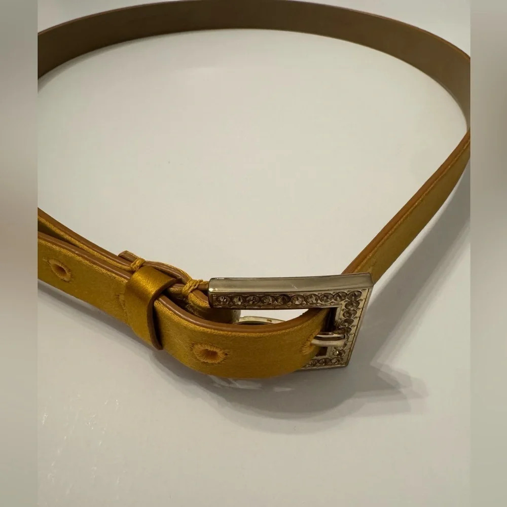 Talbots S Gold Cotton / Silk Lined Belt EUC